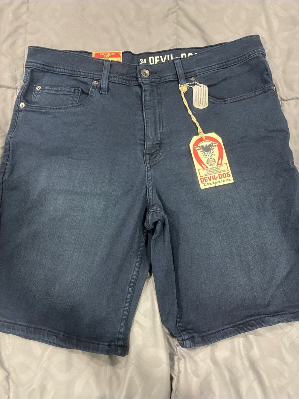 Devil-Dog Men's Navy Jean Shorts — Classic Five-Pocket Style